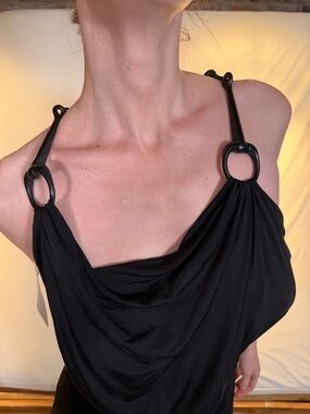 All Saints Black Maxi Dress with Ring-Strap Detail